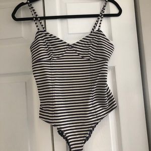 Navy and white bodysuit